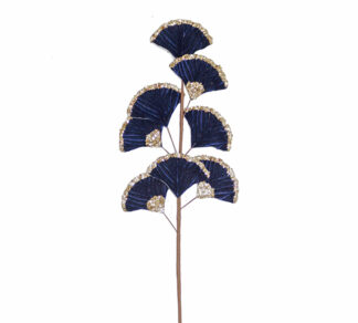 Κλαδί φύλλα πάπυρου μπλέ βελούδο 65cm