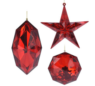 Κόκκινα ακρυλικά στολίδια σε 3 σχ.