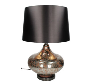 Λάμπα μαύρο καπέλο & γυάλινη vintage ασημί βάση 64cm