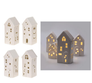 Λευκό κεραμικό σπιτακι με φως 16cm