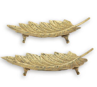 Μεταλλικό μπωλ σετ 2 τεμ. σχ. Φύλλο πατίνα χρυσό 50+65cm