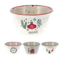Μπολ stoneware 14x8cm (500ml) 4 χριστ/κα σχ.