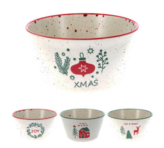 Μπολ stoneware 14x8cm (500ml) 4 χριστ/κα σχ.