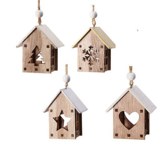 Ξύλινο στολίδι σπιτάκι σε 4 σχδ.