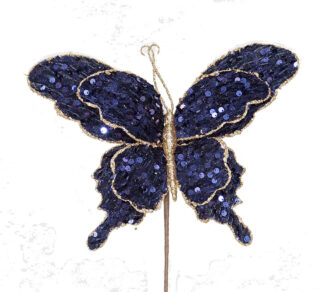 Πεταλούδα μπλε παγιέτες 29x22cm