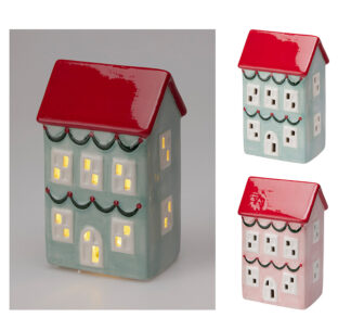 Πολύχρωμο κεραμικό σπιτακι με φως 14