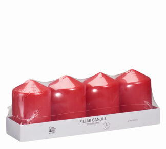 Σετ 4 κερί κορμος κοκκινο 7x10cm