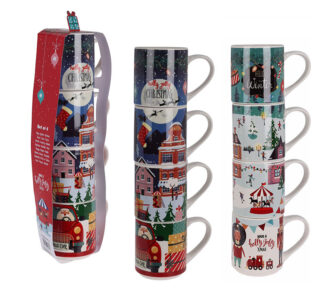 Σετ 4 κούπες new bone 265ml σε 3 χριστ/κα θέματα.