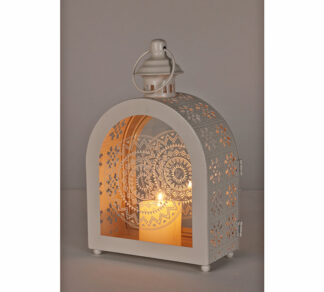 Σετ/2 Φανάρια σχ.αψίδα mandala print σε λευκό χρ.