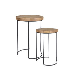 Σετ/2 στρογγυλά side table από κορμό teak