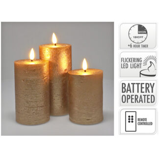 Σετ/3 κεριά led 7.5x10cm-12.5cm-15cm control & timer