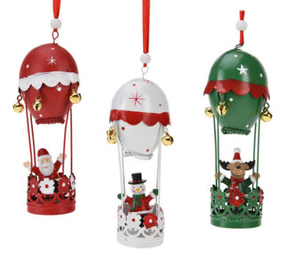 Στολίδι αερόστατο με χριστ/κες φιγούρες 16cm