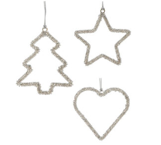 Στολίδια με γυάλ. χάντρες ασημί