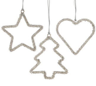 Στολίδια με γυάλ. χάντρες ασημί