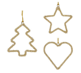 Στολίδια με γυάλ. χάντρες χρυσές