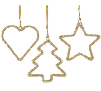 Στολίδια με γυάλ. χάντρες χρυσές