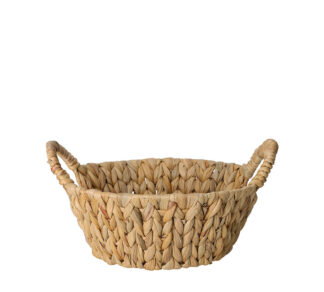 Στρογγυλό καλάθι υάκινθου με λαβές δ.26x15cm