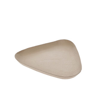 Τριγωνικό μεταλλικό δισκάκι μπεζ 21.5cm