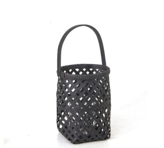 Φανάρι rattan (με γυαλί) μαύρο χρ.