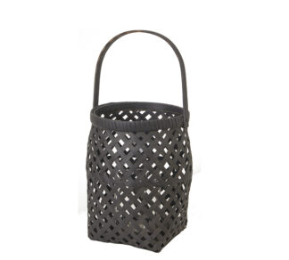 Φανάρι rattan (με γυαλί) μαύρο χρ.