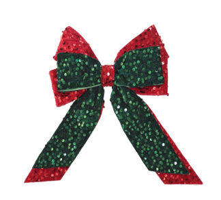 Φιόγκος με κοκκινη & πράσινη παγιέτα 29cm