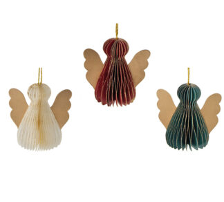 Χάρτινο στολίδι άγγελος 8cm σε 3 χρωμ.