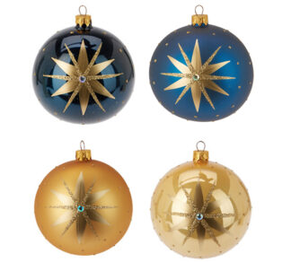 Χειροποίητη μπάλλα "Stars" σε μπλε&χρυσό 10cm