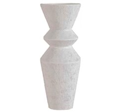 Χειροποίητο βάζο terracotta "Zig-Zag" μεταλ/κο λευκο 49.5cm