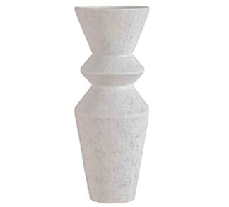 Χειροποίητο βάζο terracotta "Zig-Zag" μεταλ/κο λευκο 49.5cm