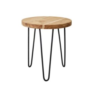 Side table από κορμό Teak με σιδερένια πόδια δ.30x45cm