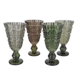 Ανάγλυφο vintage βάζο από γυαλί με πόδι 30cm