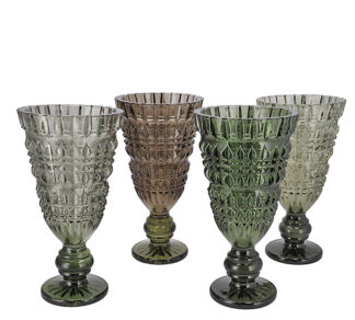 Ανάγλυφο vintage βάζο από γυαλί με πόδι 30cm