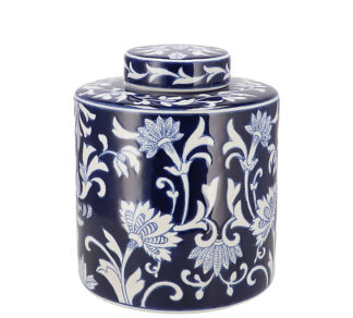 Βάζο με καπάκι floral σε μπλε/λευκό χρ.