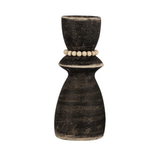 Βάζο παλαιωμένο καφέ με ξύλινες χάντρες 38cm