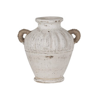 Βάζο παλαιωμένο λευκό με σχοινένιες λαβές 25