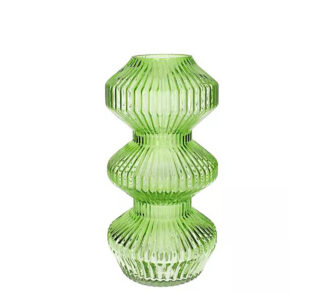 Γυάλινο βάζο "Lines" πράσινο 16x30cm