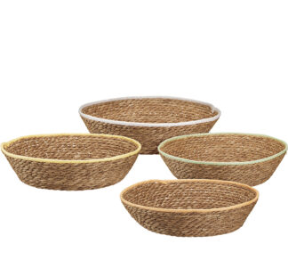 Καλάθια απο Seagrass με χρωματιστή τρέσα 40cm