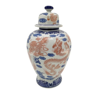 Κινέζικος αμφορέας σχ.δράκος κοραλί/μπλε