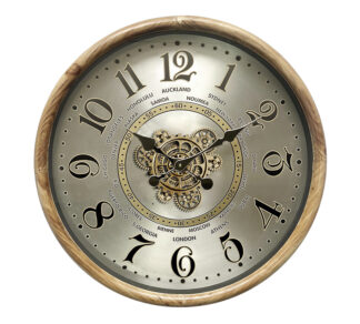 Μηχανικό ρολόι "international time" ξύλινο 50cm
