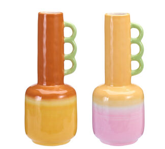 Πολύχρωμο βάζο δολομίτη με μακρύ λαιμό 13x31cm