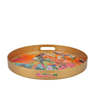 Στρογγυλός δίσκος με τροπικά πουλιά δ.35cm