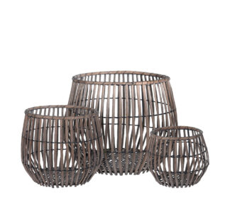 Σετ 3 Καλάθια rattan μεταλλικός σκελετός 25/31/46cm